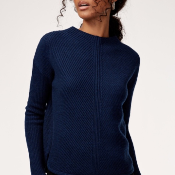 Blue Wool Babaton Mock Neck Sweater - Picture 1 of 6